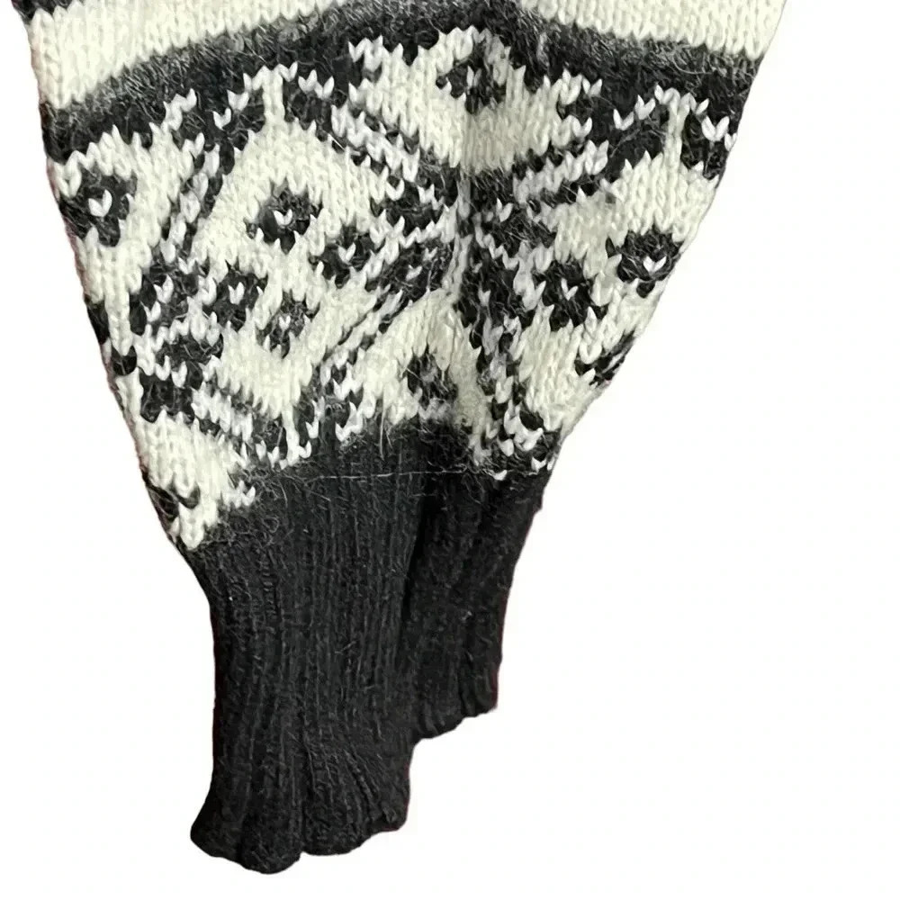 I.E. Relaxed 1/4 zip Nordic Striped Women's Sweater Winter Mock Neck Angora Siz… - Picture 3 of 12